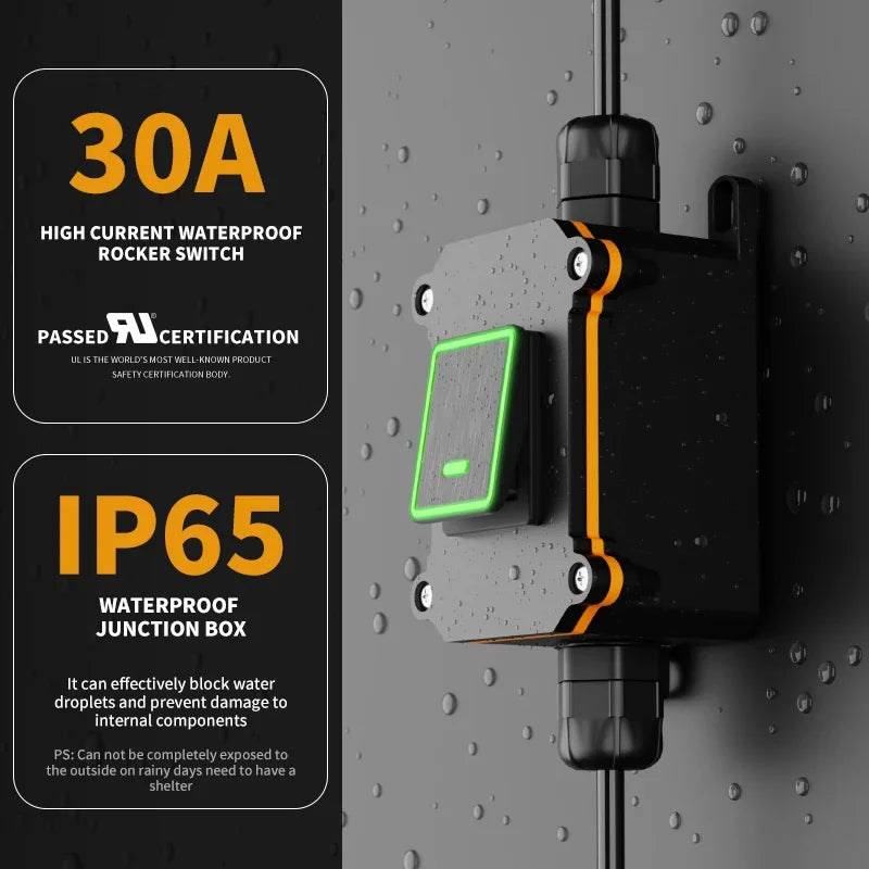 Interrupteur à Bascule Étanche LED – 12V / 24V / 220V Universel