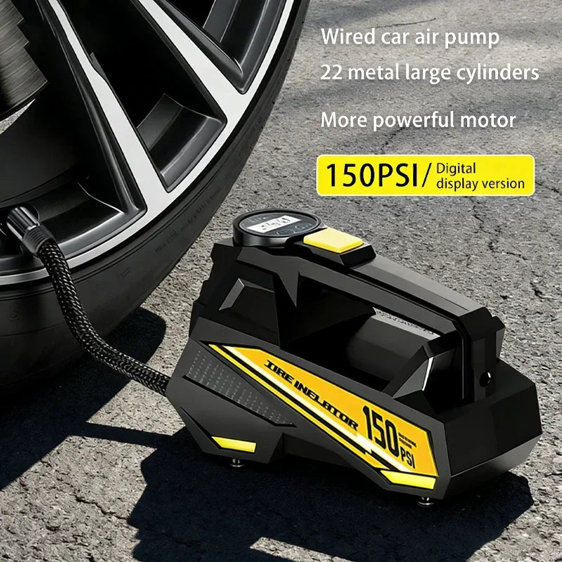 Gonfleur de Pneus Portable 12V – Compresseur avec Lumière LED pour Voiture