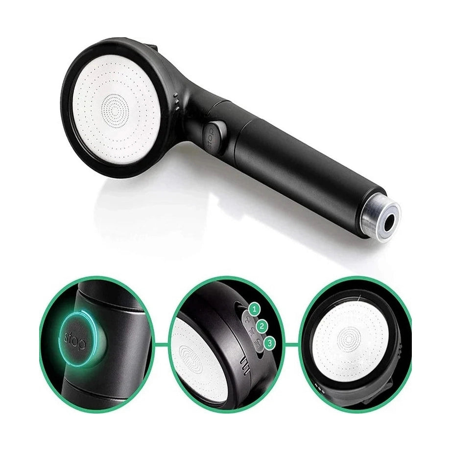 AquaGlow™ - bouton stop et sélecteur 3 modes 3 modes de jet : pluie, massant, jet fin
