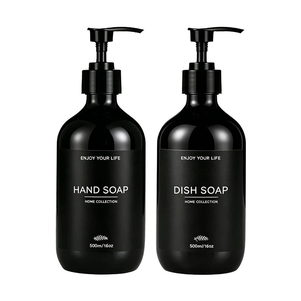 Distributeur s noirs
500ml savon mains et vaisselle - fond blanc design épuré