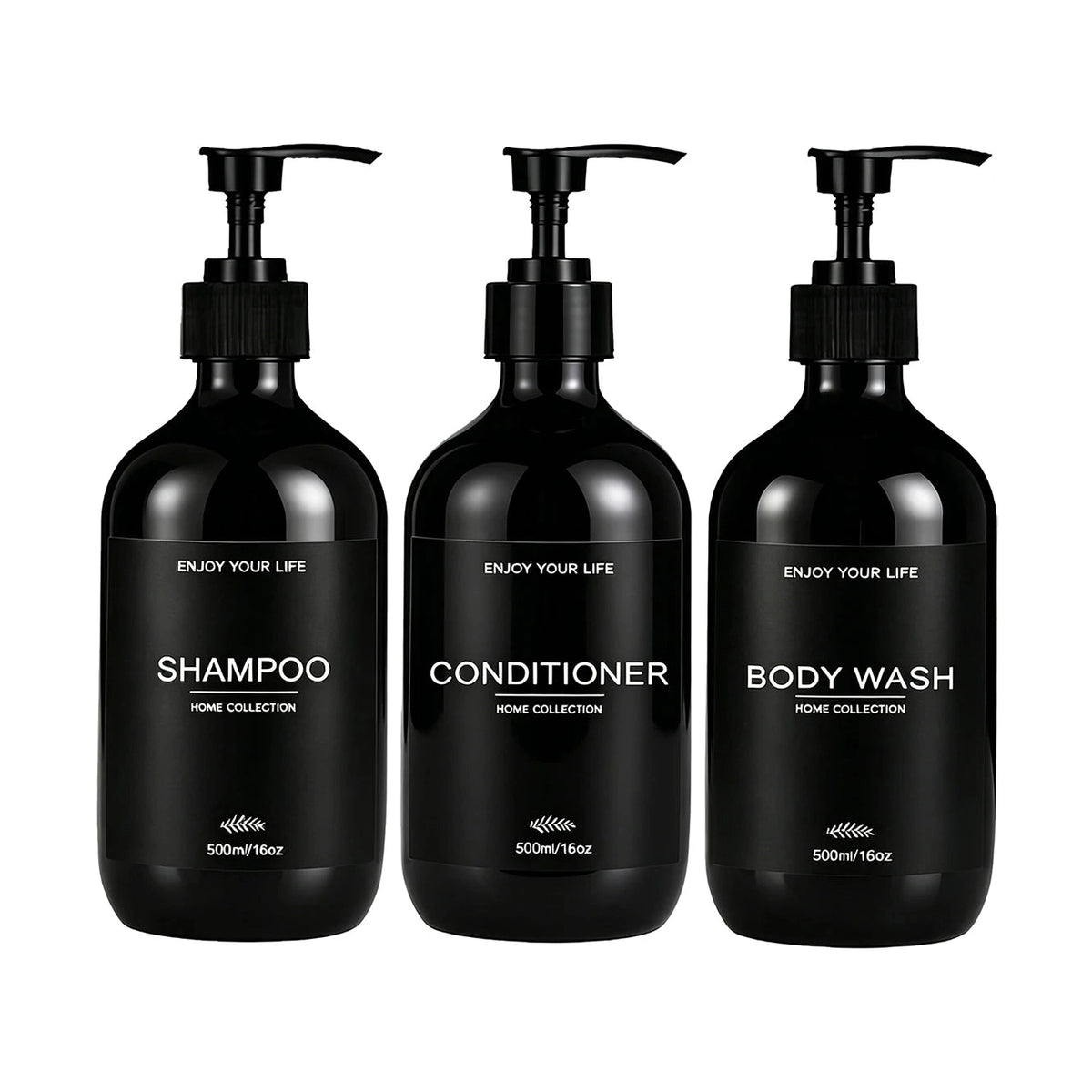 Set 3
distributeur s noirs
500ml - shampoing, après-shampoing et gel douche fond blanc